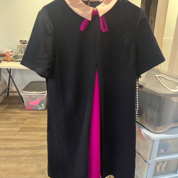 Ted baker NWOT navy pleated dress with bow collar - Picture 5 of 7